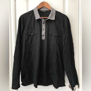 EXPRESS Men’s Black Long Sleeve Button Down Collar Polo Shirt. Size XL